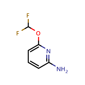 Chemical structure of 6-(difluoromethoxy)pyridin-2-amine , CAS 1131007-43-6, AChemBlock U132577