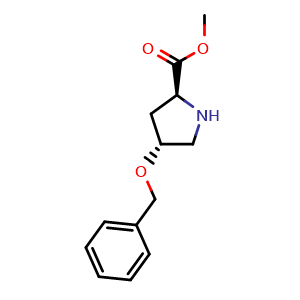 Chemical structure of methyl (2S,4R)-4-benzyloxypyrrolidine-2-carboxylate , CAS 113490-76-9, AChemBlock U132583