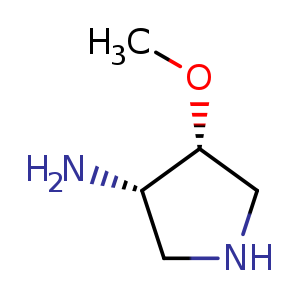 Chemical structure of cis-4-methoxypyrrolidin-3-amine , CAS 114213-93-3, AChemBlock U132585