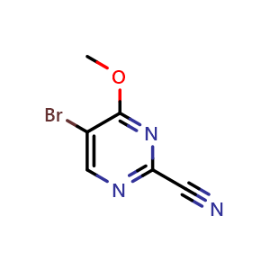Chemical structure of 5-bromo-4-methoxy-pyrimidine-2-carbonitrile , CAS 114969-90-3, AChemBlock U132588