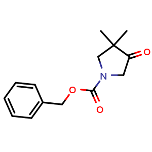 Chemical structure of benzyl 3,3-dimethyl-4-oxo-pyrrolidine-1-carboxylate , CAS 1152110-90-1, AChemBlock U132589