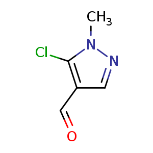 Chemical structure of 5-chloro-1-methyl-pyrazole-4-carbaldehyde , CAS 117007-77-9, AChemBlock U132601