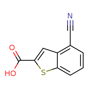 Chemical structure of 4-cyanobenzothiophene-2-carboxylic acid , CAS 1182349-12-7, AChemBlock U132611