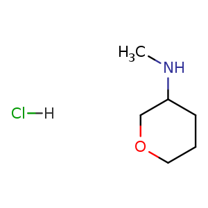 Chemical structure of N-methyltetrahydropyran-3-amine hydrochloride , CAS 1187931-62-9, AChemBlock U132614