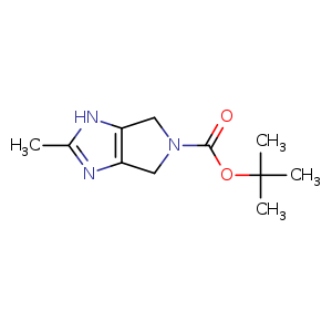 Chemical structure of tert-butyl 2-methyl-4,6-dihydro-1H-pyrrolo[3,4-d]imidazole-5-carboxylate , CAS 1202067-73-9, AChemBlock U132637