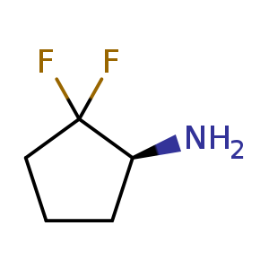Chemical structure of (1S)-2,2-difluorocyclopentanamine , CAS 1202174-22-8, AChemBlock U132639