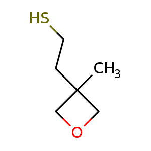 Chemical structure of 2-(3-methyloxetan-3-yl)ethanethiol , CAS 1202823-15-1, AChemBlock U132641