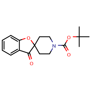 Chemical structure of tert-butyl 3-oxospiro[benzofuran-2,4-piperidine]-1-carboxylate , CAS 1207163-87-8, AChemBlock U132647