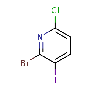 Chemical structure of 2-bromo-6-chloro-3-iodo-pyridine , CAS 1211580-38-9, AChemBlock U132654