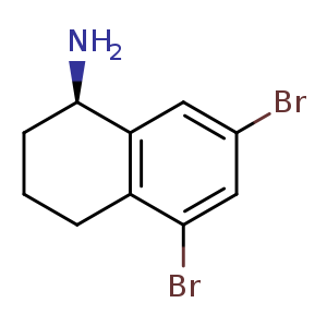 Chemical structure of (1R)-5,7-dibromotetralin-1-amine , CAS 1212871-46-9, AChemBlock U132662