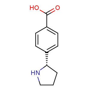 Chemical structure of 4-[(2S)-pyrrolidin-2-yl]benzoic acid , CAS 1213448-39-5, AChemBlock U132664