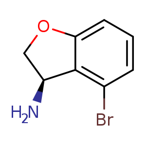 Chemical structure of (3R)-4-bromo-2,3-dihydrobenzofuran-3-amine , CAS 1213941-82-2, AChemBlock U132665