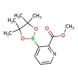 Chemical structure of methyl 3-(4,4,5,5-tetramethyl-1,3,2-dioxaborolan-2-yl)pyridine-2-carboxylate , CAS 1219832-48-0, AChemBlock U132671