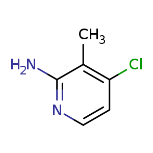 Chemical structure of 4-chloro-3-methyl-pyridin-2-amine , CAS 1227595-52-9, AChemBlock U132678