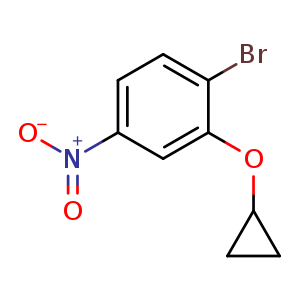 Chemical structure of 1-bromo-2-(cyclopropoxy)-4-nitro-benzene , CAS 1243401-54-8, AChemBlock U132696