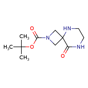 Chemical structure of tert-butyl 9-oxo-2,5,8-triazaspiro[3.5]nonane-2-carboxylate , CAS 1251002-03-5, AChemBlock U132703