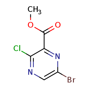 Chemical structure of methyl 6-bromo-3-chloro-pyrazine-2-carboxylate , CAS 1256921-67-1, AChemBlock U132719