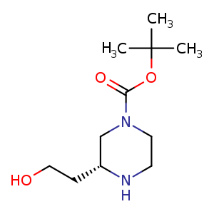 Chemical structure of tert-butyl (3R)-3-(2-hydroxyethyl)piperazine-1-carboxylate , CAS 1272421-10-9, AChemBlock U132750