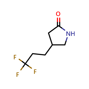 Chemical structure of 4-(3,3,3-trifluoropropyl)pyrrolidin-2-one , CAS 1294000-91-1, AChemBlock U132768