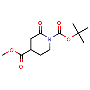 Chemical structure of O1-tert-butyl O4-methyl 2-oxopiperidine-1,4-dicarboxylate , CAS 1313498-26-8, AChemBlock U132778