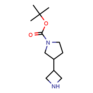 Chemical structure of tert-butyl 3-(azetidin-3-yl)pyrrolidine-1-carboxylate , CAS 1314771-82-8, AChemBlock U132780