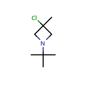 Chemical structure of 1-tert-butyl-3-chloro-3-methyl-azetidine , CAS 1331739-24-2, AChemBlock U132794