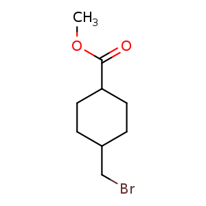 Chemical structure of methyl 4-(bromomethyl)cyclohexanecarboxylate , CAS 1331776-42-1, AChemBlock U132795