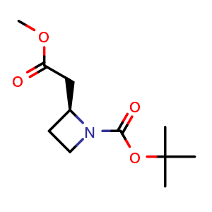 Chemical structure of tert-butyl (2S)-2-(2-methoxy-2-oxo-ethyl)azetidine-1-carboxylate , CAS 1334123-63-5, AChemBlock U132797