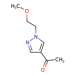 Chemical structure of 1-[1-(2-methoxyethyl)pyrazol-4-yl]ethanone , CAS 1341830-27-0, AChemBlock U132805
