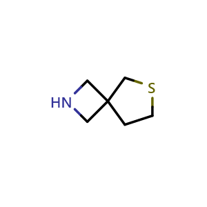 Chemical structure of 6-thia-2-azaspiro[3.4]octane , CAS 1342178-21-5, AChemBlock U132807