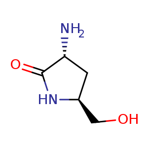Chemical structure of (3R,5S)-3-amino-5-(hydroxymethyl)pyrrolidin-2-one , CAS 1344622-56-5, AChemBlock U132811