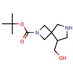 Chemical structure of tert-butyl 5-(hydroxymethyl)-2,7-diazaspiro[3.4]octane-2-carboxylate , CAS 1357354-17-6, AChemBlock U132826