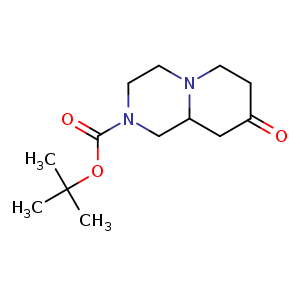 Chemical structure of tert-butyl 8-oxo-3,4,6,7,9,9a-hexahydro-1H-pyrido[1,2-a]pyrazine-2-carboxylate , CAS 1369133-58-3, AChemBlock U132851