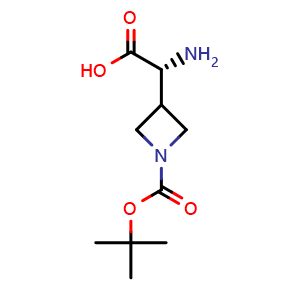 Chemical structure of (2R)-2-Amino-2-(1-tert-butoxycarbonylazetidin-3-yl)acetic acid , CAS 1369533-05-0, AChemBlock U132854