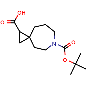 Chemical structure of 7-tert-butoxycarbonyl-7-azaspiro[2.6]nonane-2-carboxylic acid , CAS 1373028-50-2, AChemBlock U132862