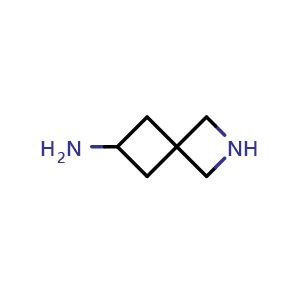 Chemical structure of 2-azaspiro[3.3]heptan-6-amine , CAS 1374659-05-8, AChemBlock U132871