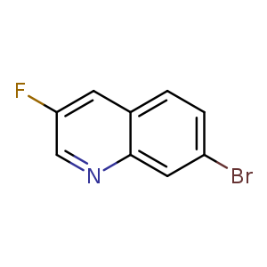Chemical structure of 7-bromo-3-fluoro-quinoline , CAS 1375108-29-4, AChemBlock U132873