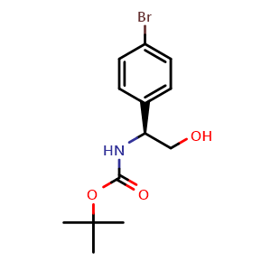 Chemical structure of tert-butyl N-[(1S)-1-(4-bromophenyl)-2-hydroxy-ethyl]carbamate , CAS 1379546-68-5, AChemBlock U132884