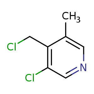 Chemical structure of 3-chloro-4-(chloromethyl)-5-methyl-pyridine , CAS 1393533-05-5, AChemBlock U132897