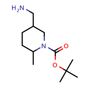 Chemical structure of tert-butyl 5-(aminomethyl)-2-methyl-piperidine-1-carboxylate , CAS 1400589-77-6, AChemBlock U132907