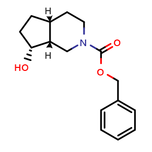 Chemical structure of benzyl rel-(4aS,7S,7aS)-7-hydroxy-1,3,4,4a,5,6,7,7a-octahydrocyclopenta[c]pyridine-2-carboxylate , CAS 140211-08-1, AChemBlock U132910