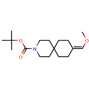 Chemical structure of tert-butyl 9-(methoxymethylene)-3-azaspiro[5.5]undecane-3-carboxylate , CAS 1416176-13-0, AChemBlock U132924