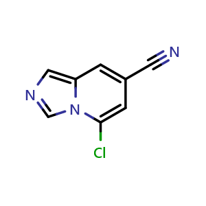 Chemical structure of 5-chloroimidazo[1,5-a]pyridine-7-carbonitrile , CAS 1427427-16-4, AChemBlock U132946