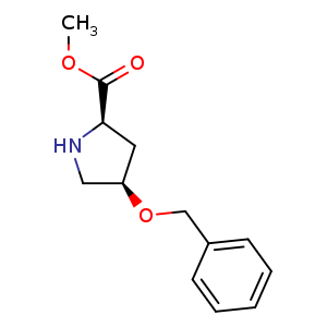 Chemical structure of methyl (2R,4R)-4-benzyloxypyrrolidine-2-carboxylate , CAS 1429475-30-8, AChemBlock U132949