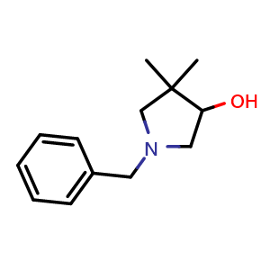 Chemical structure of 1-benzyl-4,4-dimethyl-pyrrolidin-3-ol , CAS 1186299-10-4, AChemBlock U132952