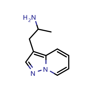 Chemical structure of 1-pyrazolo[1,5-a]pyridin-3-ylpropan-2-amine , CAS 1447963-42-9, AChemBlock U132963