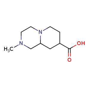 Chemical structure of 2-methyl-1,3,4,6,7,8,9,9a-octahydropyrido[1,2-a]pyrazine-8-carboxylic acid , CAS 1484054-55-8, AChemBlock U132978