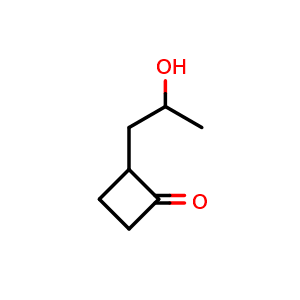 Chemical structure of 2-(2-hydroxypropyl)cyclobutanone , CAS 1516866-21-9, AChemBlock U132996