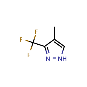 Chemical structure of 4-methyl-3-(trifluoromethyl)-1H-pyrazole , CAS 153085-14-4, AChemBlock U133006