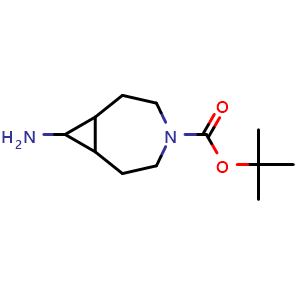 Chemical structure of tert-butyl 8-amino-4-azabicyclo[5.1.0]octane-4-carboxylate , CAS 1535438-69-7, AChemBlock U133007